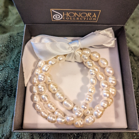 Honora Collection Real Cultured Pearls Set of 3 Stretch Bracelets - Picture 7 of 7